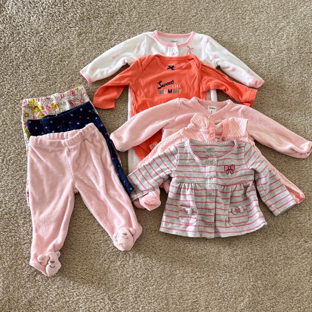 LOT Carter's Baby Girl Clothing Size 3 mos.